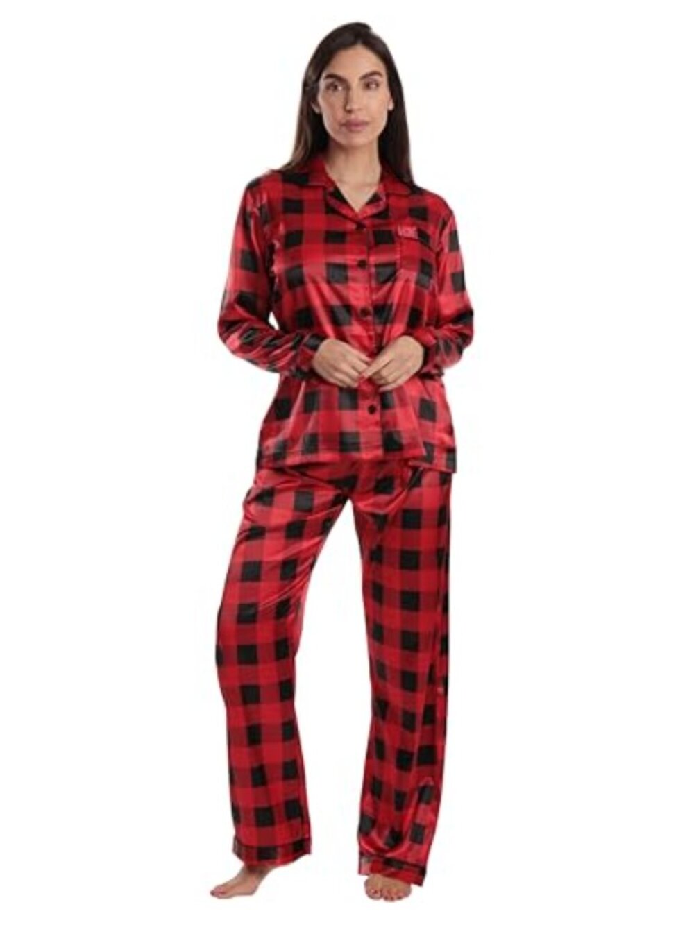 Satin Pajama Short Set Button Down Notch Collar Sleepwear Lounge